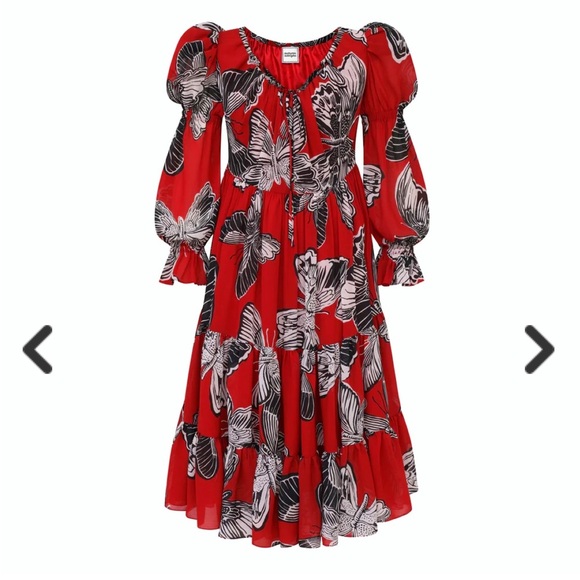 Women’s Autumn Adeigbo Fleur Butterfly red Dress Sz 6 Free People look - Picture 4 of 16